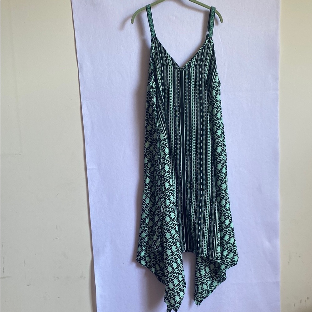 Green Patterned Sleeveless Dress